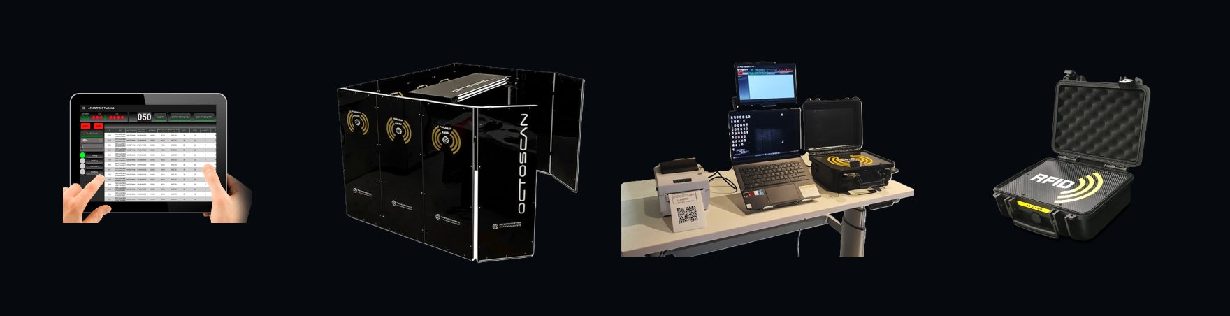 The iTRACK range: workstation readers, a tunnel reader and a portable case kit